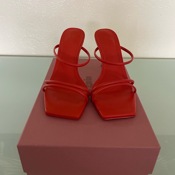 CULT GAIA Orange Leather Sandal with Gold Heel